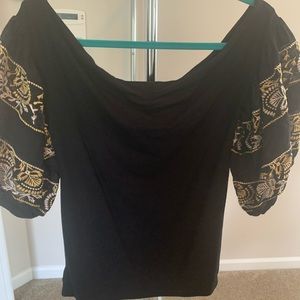 Free People off shoulder top with puffed sleeves